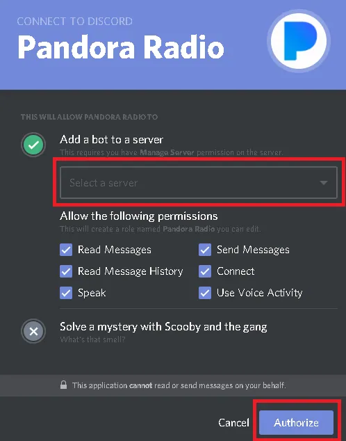 can i connect pandora to discord 
