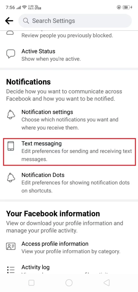 text messaging settings 
