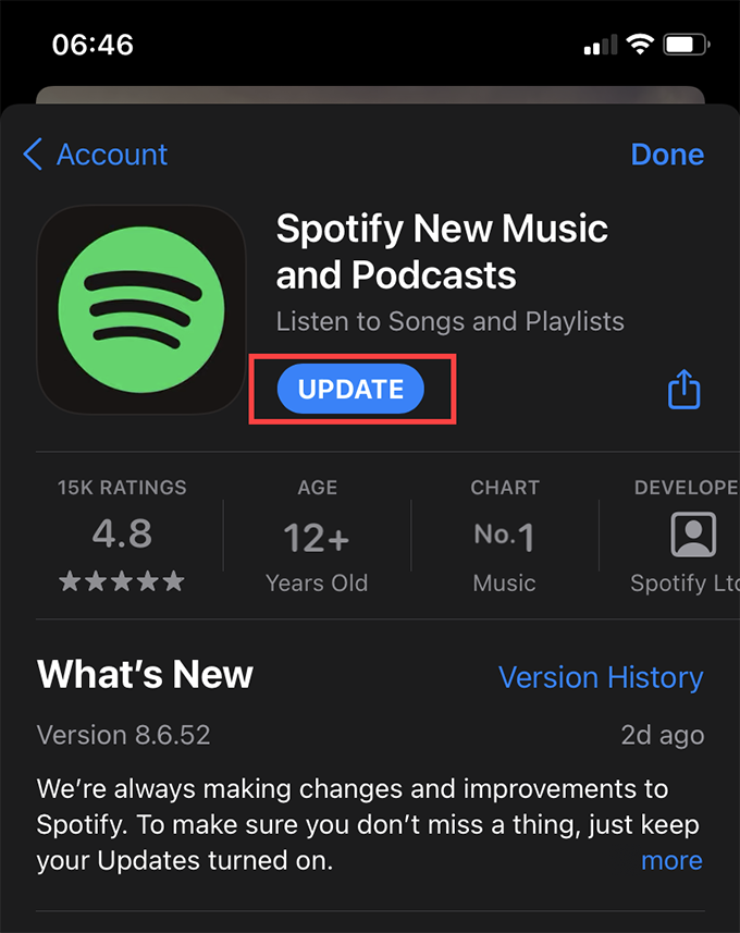 Update Spotify