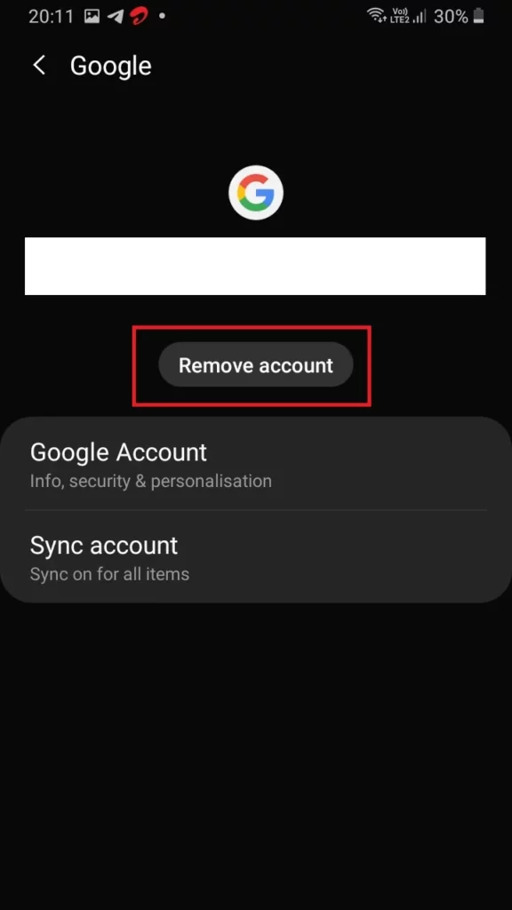 Remove google Account