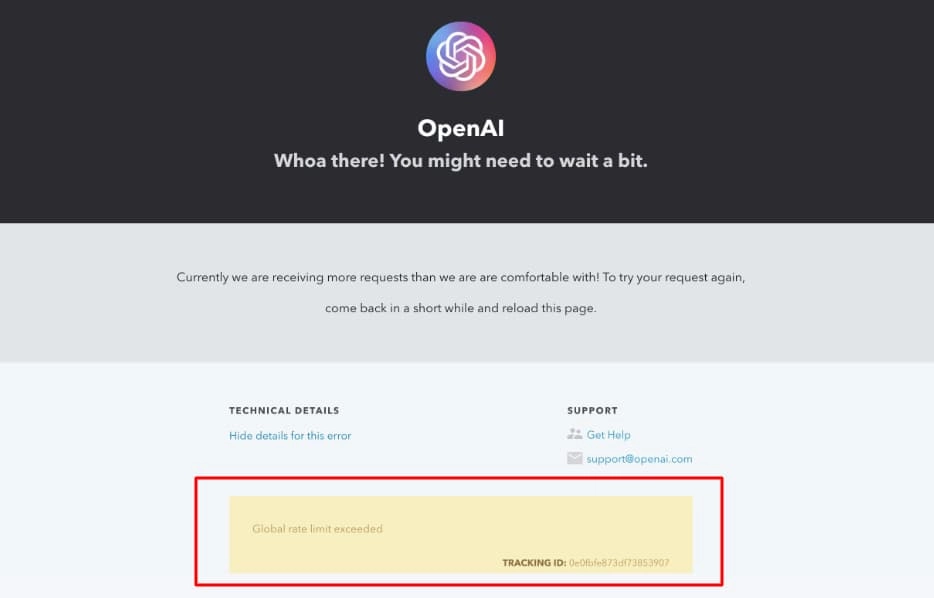 OpenAI Global Rate Limit Exceeded