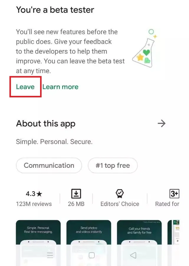 Leave WhatsApp Beta Tester